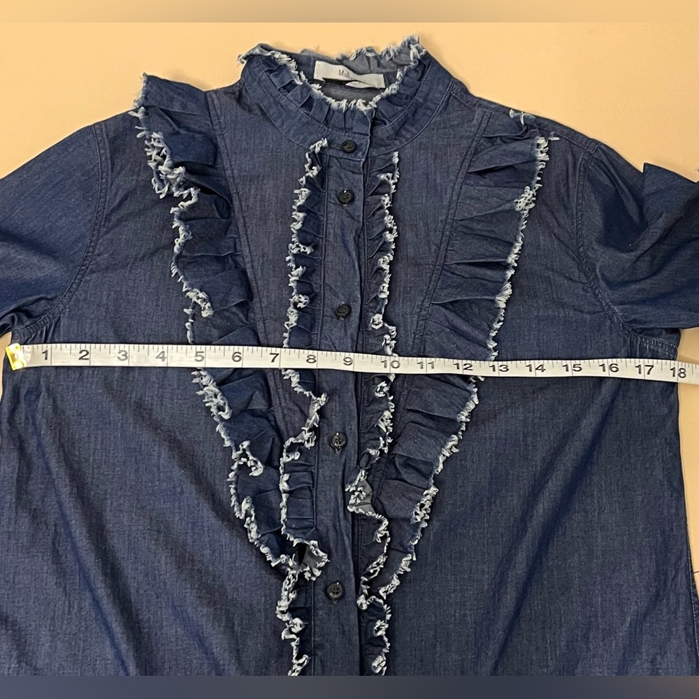 Mulberry England Ruffled denim shirt dress/tunic - Picture 9 of 9